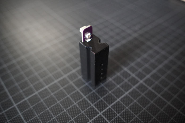 bracket with half-way inserted pcb from the front